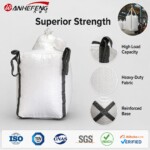 Heavy Duty 4+4 Loop FIBC Bulk Bag Cross Corner Bottom with Integrated Inner Liner 1-2 Ton Capacity