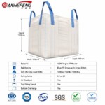 1Ton–1.5Ton SGS Qualified PP Bulk FIBC Baffle Sack, Cross Corner Lifting Belts Reusable Jumbo Container Bag For Chemical Raw Materials